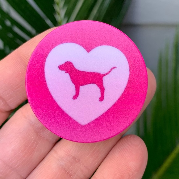 Pink Dog Phone Grip / Badge Holder - Picture 1 of 1